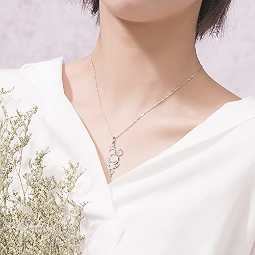 DAOCHONG 925 Sterling Silver Jewelry Om Breathe Symbol Necklace for Women Gifts2