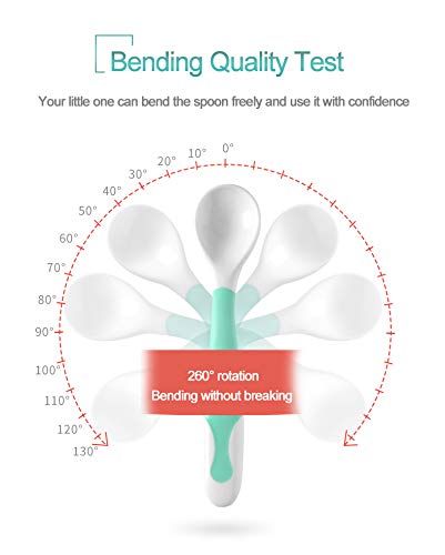 Qshare Baby Utensils Spoons with Travel Safe Case, Toddlers Feeding Training Spoon with Easy Grip and Bendable Function, Perfect Self Feeding Learning Spoons… 5-Green image 5 of 7 B07GBZ34H5