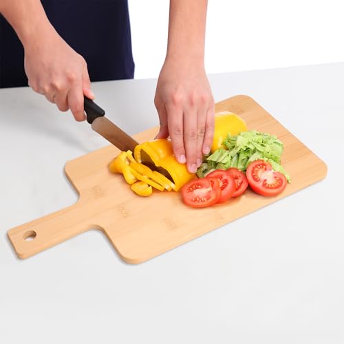 Tablas de Cortar de Bambú Yorkmills, Set de 6 Unidades, 39,4 cm x 19,1 cm, con Mango Integrado, para Cocina, Quesos, Pan, Frutas y Verduras miniatura 4