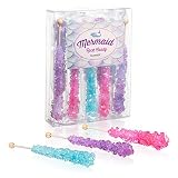 Mermaid Rock Candy Crystal Sticks - 10 Indiv. Wrapped - Pink, Light Blue, Lavender