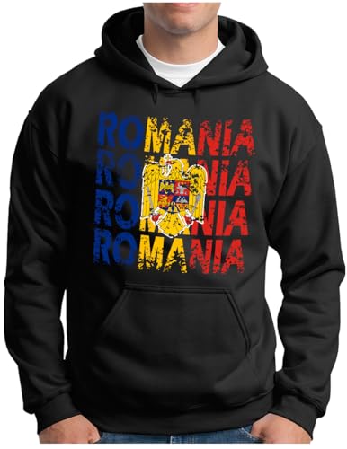 Sweat à capuche Roumanie OM3 de supporter Euro vintage finitions durables S-5XL