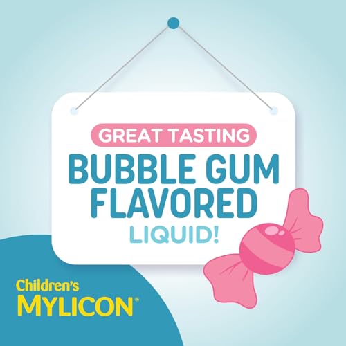 Image of MYLICON Children's All-in-One Tummy Relief Liquid for Kids, Bubble Gum, 8oz | Multi-symptom liquid soothes kids' upset tummies from bloating, gas & indigestion fast . Bubble gum flavor . For ages 2-11