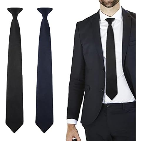 2pcs Black Tie for Men's, Clip-on Ties Solid Uniform Pre-tied Adjustable Neck Strap Tie Black Clip On Tie Clip On Black Ties For Men for Wedding Funeral Formal Business Tie Graduation School Uniforms Cover