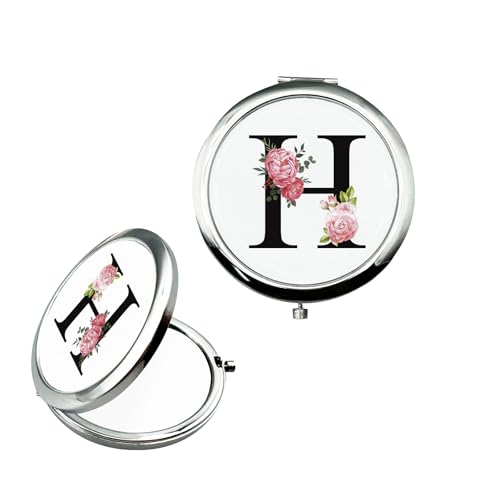 JEKUGOT Monogram Compact Mirror, Personalized Gifts for Women and Girls, Small Pocket Mirror, Personalized Compact Mirrors for Girls, Sister, Wife, Mothers, Birthday Gifts - H