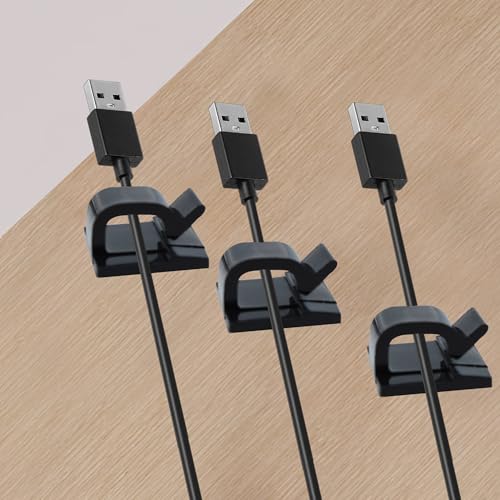 Septe 100 PCS Clips Adhesivos para Cable, Clips para Luces Exteriores, Clips para Cable Ethernet, Clips para Cables para Gestión de Cables Bajo Escritorio, Auto, TV (Negro) miniatura 2