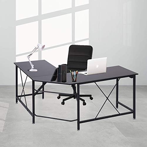 DAWOO L-Shaped Desk-Wood Computer Corner Desk, Home Gaming Desk,Writing Studying PC Laptop Workstation Table for Home Office Bedroom
