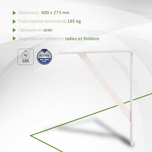 Équerre pour étagères en acier résistant blanc lot de 4 pièces - 5