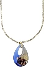 Venetiaurum - Original Murano Glass Drop Necklace and Chain in 925 Silver - Certified Made in Italy Jewel