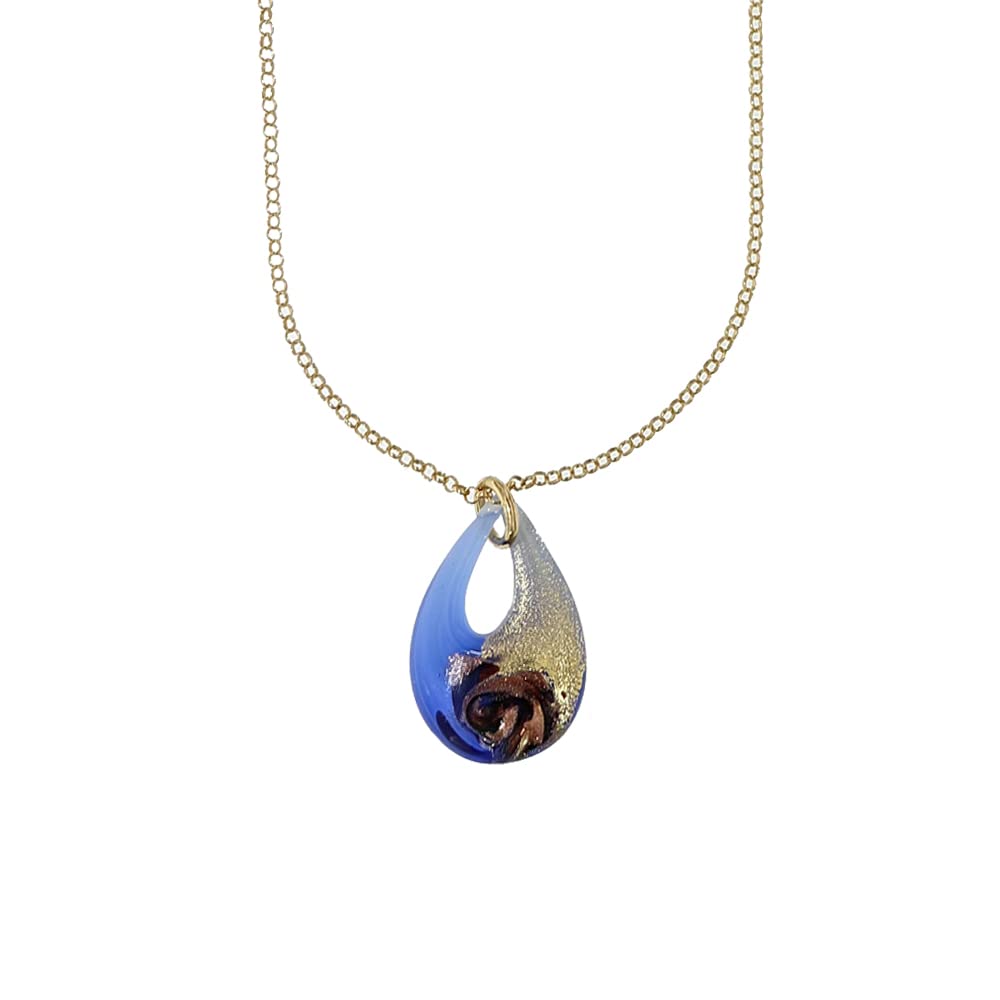 Venetiaurum - Collar con Colgante Gota en Cristal de Murano Original y Cadena de Plata 925 - Joya certificada Made in Italy