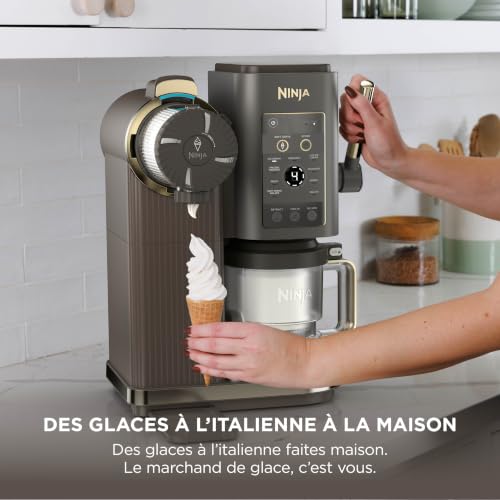 Ninja CREAMi Scoop et Swirl avec 2 pots, Machine à Glace,13 modes NC701EUBR | Sorbetière, Machine a glaces à l’italienne Intégré, Pièces Amovibles Lavables au Lave-Vaisselle, Mocha