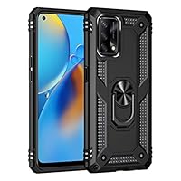SEAHAI Cover per Xiaomi Redmi Note 12 4G, Militare Antiurto Protezione Silicone con 360° Anello Supporto Kickstand Rugged Custodia PC + TPU Bumper Case - Nero