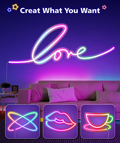 Peteme Smart Neon Rope Lights,16.4ft RGB LED Neon Lights Color Changing with Music Sync,Compatible with Alexa,Google Assistant, Insecticidal,Pesticide,Germs,pest,Facemask