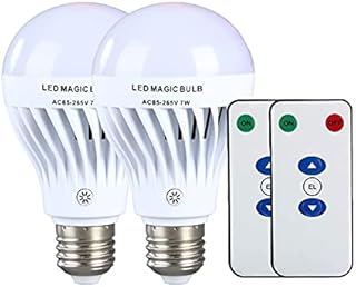 Led Light Bulbs Self-Charging Emergency Light Bulb for Home Power Failure, 7W Warm Light 3000K Led Battery Operated Remote Control Indoor Dimmable E27 Rechargeable Light Bulbs for Camping, Tent