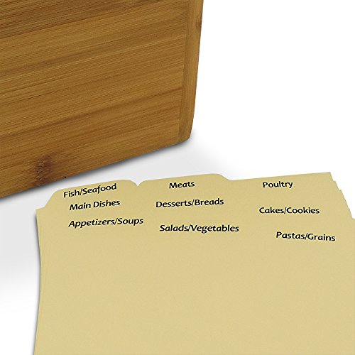Cookbook People 4X6 Wooden Recipe Box Bamboo Wood Plain Lid - Up To 300 Cards - Includes Dividers #TOP3