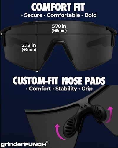 Image of grinderPUNCH Sports Sunglasses Cycling Glasses UV Protection for Driving Running Hiking Fishing (Blue)