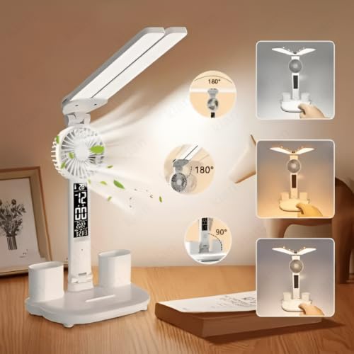 Image of Kian 3-in-1 LED Desk Lamp with Pen & Phone Holder,2400mAh Battery - USB Rechargeable Study Lamp with Touch Sensor, 3 Light Modes, Eye Protection & Warm White(Pack of 1) (Lamp 7)