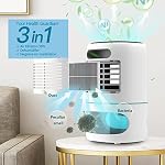 Petits déshumidificateurs pour chambre avec fonction de purification de l'air, 1000 ml/35 oz pour 2500 Pieds cubiques (260 (m2) avec 7 Couleur LED Lumières minuteur définir des ions négatifs ci-dessous 30 dB, Automatisation de la fermeture