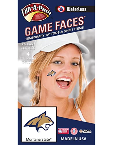 Fan A Peel Click to enlarge Montana State University (MSU) Bobcats – Waterless Peel & Stick Temporary Spirit Tattoos – 4-Piece – Assorted Blue Gold