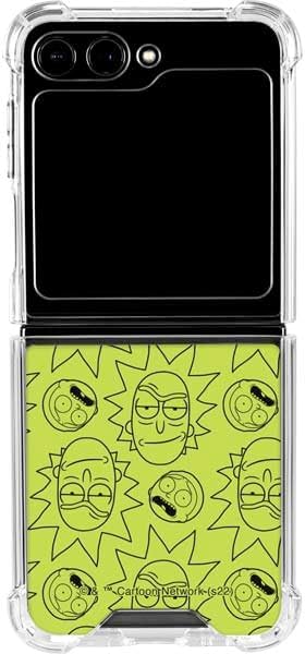 Skinit Clear Phone Case Compatible with Galaxy Z Flip5 5G - Officially Licensed Adult Swim Rick and Morty Rick and Morty All Over Print Design