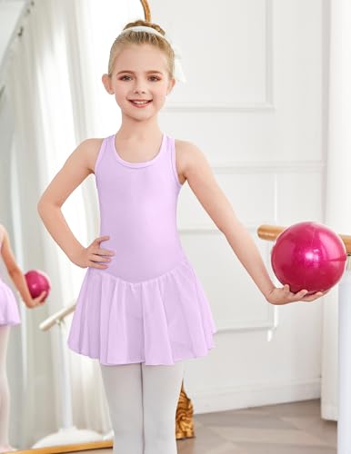 Image of Arshiner Kid Girls Hollow Back Ballet Leotard with Skirt Sleeveless Dance Dresses