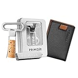Primoxe Ah So Two Prong Wine Cork Remover with Bottle Opener & Mens Modern Bifold Minimalistic Slim Pocket Wallet - Durable Vegan Leather