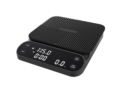 Maestri House S3 Kaffeewaage mit Timer, 3kg/0,1g Wiederaufladbar Digitale Espresso Waage, 3 Brühmodi, Einstellbare Brühverhältnisse & Durchflussanzeige, Für Pour Over, French Press – Schwarz