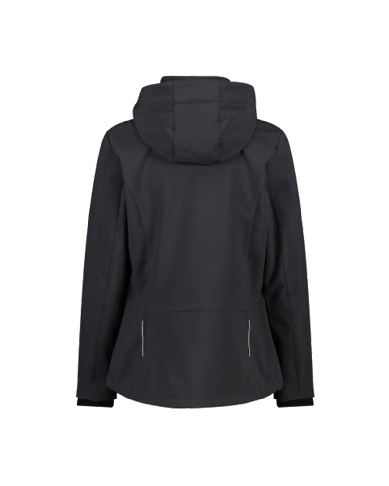 CMP Giacca In Softshell Da Donna Con Cappuccio Removibile, Nero 01, 44
