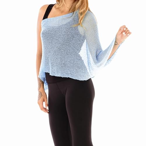 Womens Sheer Poncho Shrug Lightweight Mesh Asymmetrical Bolero Sweaters Y2K See Through Knitted Cover Up Poncho3