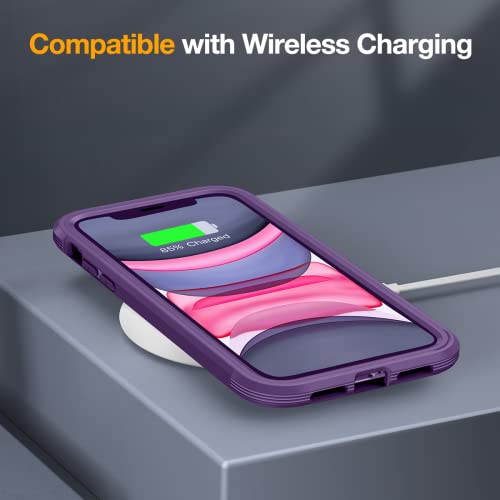 Miracase Glass Series for iPhone 11 Case 6.1 inch, Upgraded Full-Body Rugged Phone Bumper Case Cover with Built-in 9H Tempered Glass Screen Protector and Camera Protector, Purple by Miracase - Image 5
