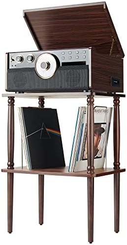 Record Player Stand Compatible for Victrola 8 in 1, Turntable Stand with Record Storage Holds 50 LPs, Mid-Century Modern Vinyl Record Table with Holder Shelf, End Table for Living Room Bedroom