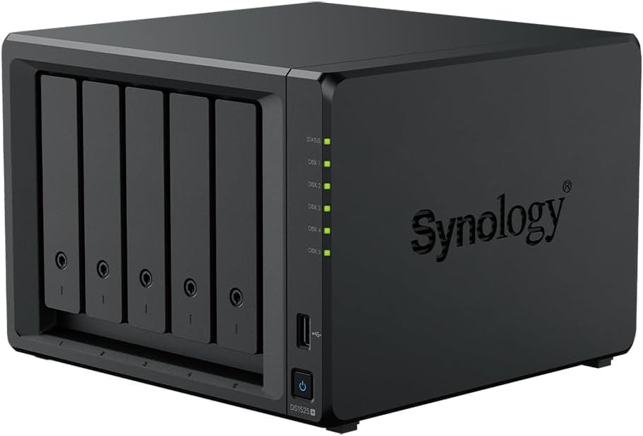 Image of Synology DS1525+(2X 2.5GbE Ports, Ryzen V1500B, 8GB RAM) 5-Bay 20TB Bundle with 5X 4TB WD Red Plus HDDs