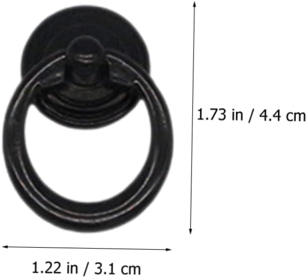 PRETYZOOM 10pcs Round Cabinet Pull Handles Black Metal Drawer Pull Rings Easy to Install Vintage DIY Craft Accessories for Kitchen Furniture