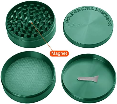 Golden Bell 3 inch Grinder 4 Layers Spice Grinder Zinc Alloy Grinder - Green
