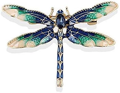 Dragonfly Brooches For Women Green Enamel Insect Crystal Decorative Pin Fashion Rhinestone Scarf Dress Men Suit Brooches