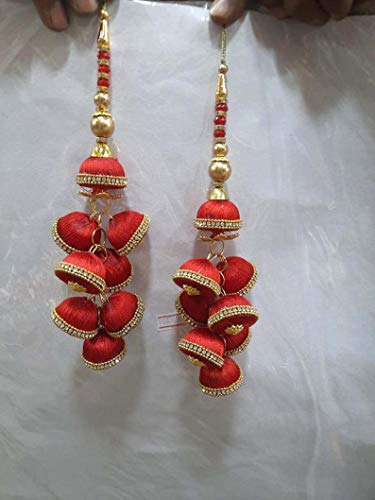 12 Color Thread Bridal Blouse Accessories Cloth Tassels Beaded Dress Sewing Sari Dress Material Saree Latkans-Length 7.5 Inches-Price For A Pair #TOP6