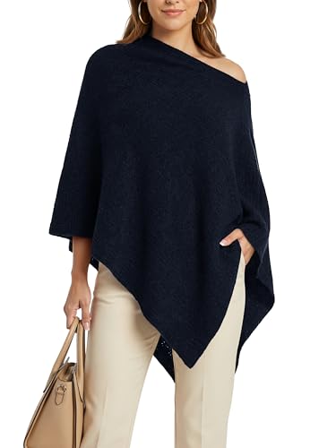 AlisOker Womens Poncho Sweater Textured Knit Pullover Cape Shawl Wrap Tops