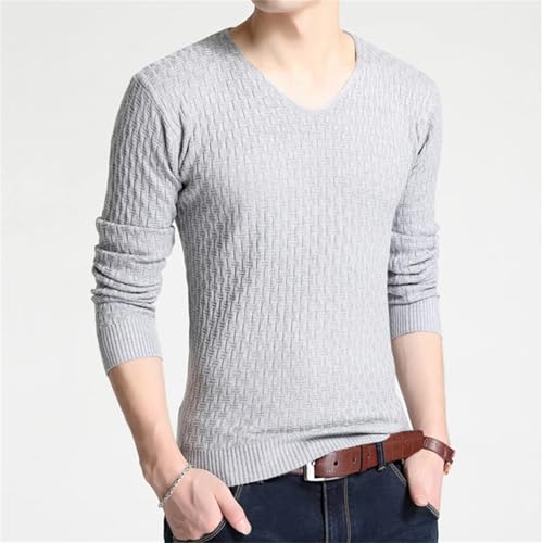 Slim Fit Wool Sweater for Men Long Sleeves Knit Pullover V Neck Lightweight Soft Jumper Top3