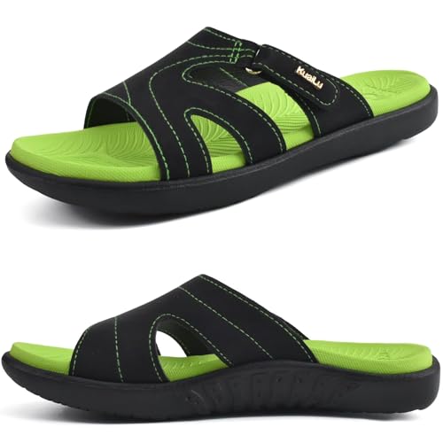 Image of KuaiLu Womens Fashion Orthotic Slides Ladies Athletic Yoga Mat Memory Foam Walking Sandals Thick Cushion Recovery Summer Beach Slippers Comfortable Plantar Fasciitis Arch Support