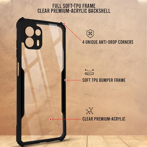 Image of Jkobi Back Case Cover for Motorola Moto Edge 20 Fusion (Shockproof with Polycarbonate Clear Panel | Professional Black)
