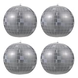 Kichvoe 4 globos de discoteca plateados - Decoración de bola de discoteca inflable - Adornos colgantes de bola de playa grandes para fiestas de cumpleaños con temática retro de los años 80 y 90