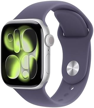 （04:00時点） Apple Watch Series 11(GPSモデル)- 42mmシルバーアルミニウムケースとパープルフォグスポーツバンド - S/M、睡眠時無呼吸、高血圧パターン、血中酸素、心電図、排卵推定、心拍数、服薬、マインドフルネス、ノイズ、睡眠スコア、転倒検出、IPX6X防塵、泳げる耐水、Suica対応、高速充電対応