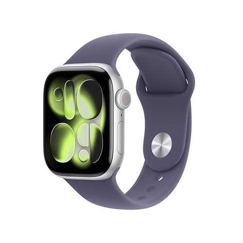 Image of Apple Watch Series 11 GPS + Cellular 42mm Silver Aluminium Case with Purple Fog Sport Band - M /L