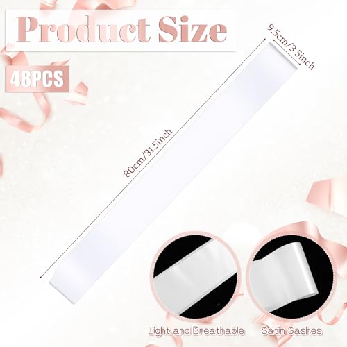 AOZUO 48 Pcs Satin Sash for Pageants, Blank White Sashes Satin for Pageants Senior Sash Custom Sashs 2026 Prom Queen Sashs Senior Sashes for Beauty Pageant Wedding Birthday Homecoming