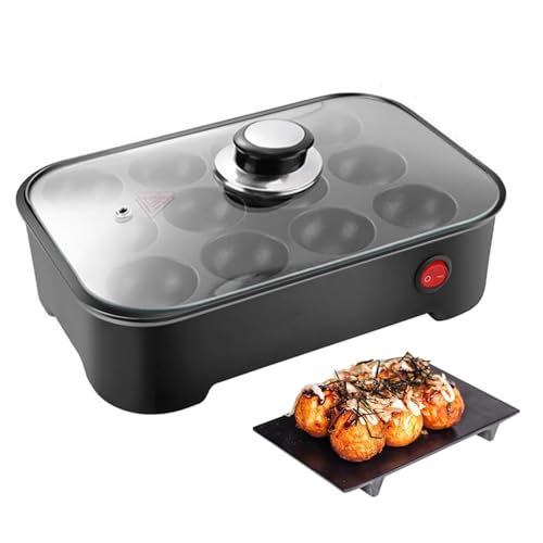 Electric Takoyaki Maker - Multi-Functional Octopus Ball Pan with Lid, 12-Hole Takoyaki Pan for Delicious Pancake Balls and Puffs