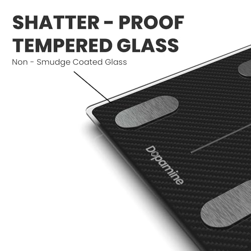 Image of The Cube Club Weight Machine Smart Sync Body Fat Analyzer Multi-User Profiles 12 Health Metrics BMI Weighing Scale with LED & Glass Top (CARBON FIBER, 180kg Max, 2.5 Year Warranty)