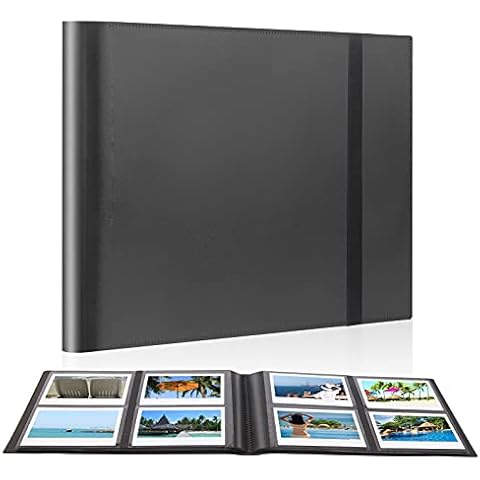 160 Pockets Photo Album for Fujifilm Instax Wide 300, Polaroid 600 i-Type 3.5x4.5 Inch Film Album, Compatible with Polaroid Now OneStep2 OneStep+ Instant Camera, POP Lab Print Camera (Black) Cover