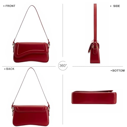 Image of Shoulder Bag for women Y2K Crossbody Vegan Leather Purse Straps Retro Clutch Hobo Hadbags with 2 Removable