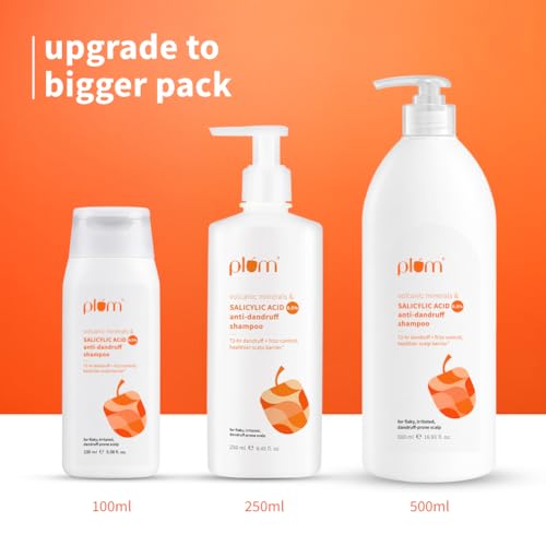 Image of Plum Anti-Dandruff Shampoo With Volcanic Minerals & 0.5% Salicylic Acid | 72-Hr Dandruff & Frizz Control|Maintains Healthy Scalp Barrier | Gently Exfoliates & Clarifies | Prevents Rough,Dry Hair 100ml