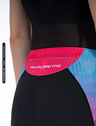 My Kilometre Womens Triathlon Shorts 8” Inseam Tri Shorts With Side Pockets Adjustable Drawstring Blue #TOP4