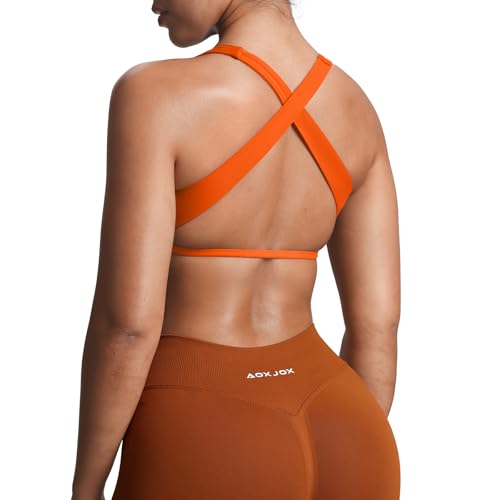 Aoxjox Women's Workout Sports Bras Square Neck Emma Cross Back